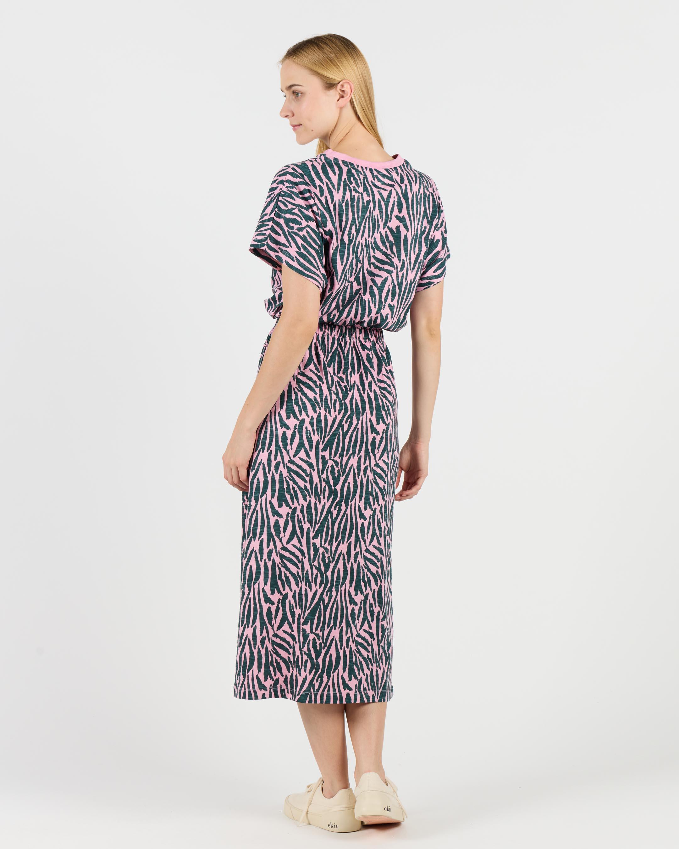 Wemoto Mori Dress Darkgreen Bubblegum Damen Midikleid grün pink